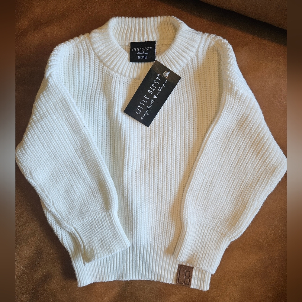 NWT Little Bipsy Chunky Cream Sweater Size 18-24m